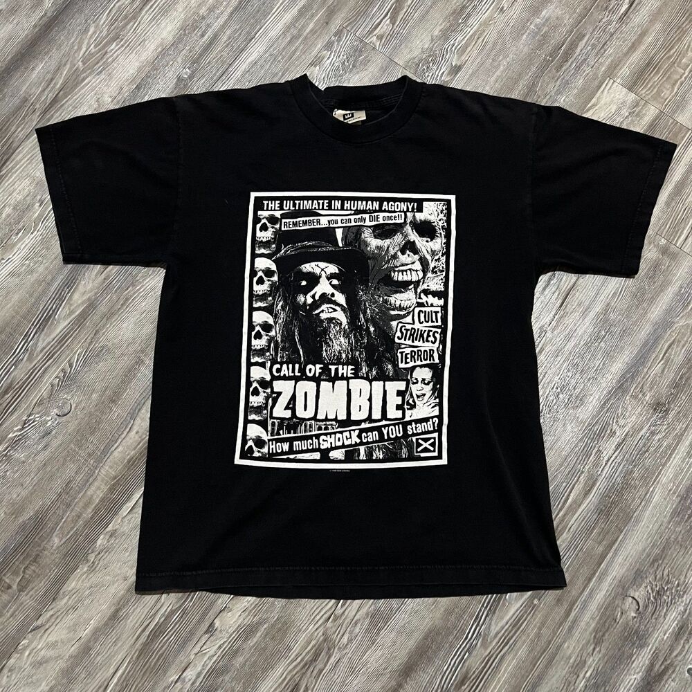 Vintage 90s Rob Zombie Living Dead Girl Black Band Shirt L
